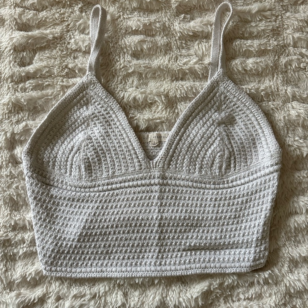White Knit Cropped Tank